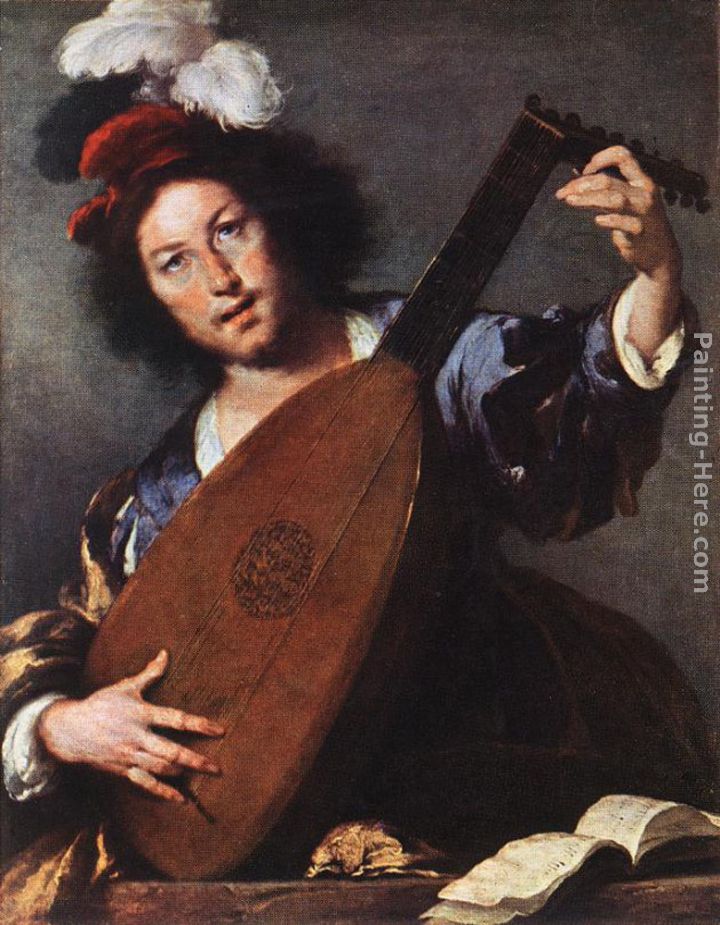 Lute Player painting - Bernardo Strozzi Lute Player art painting